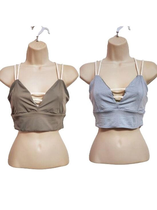 Briavia Tops - Briavia Reversible Strappy Bralette Top Green Blue M/L